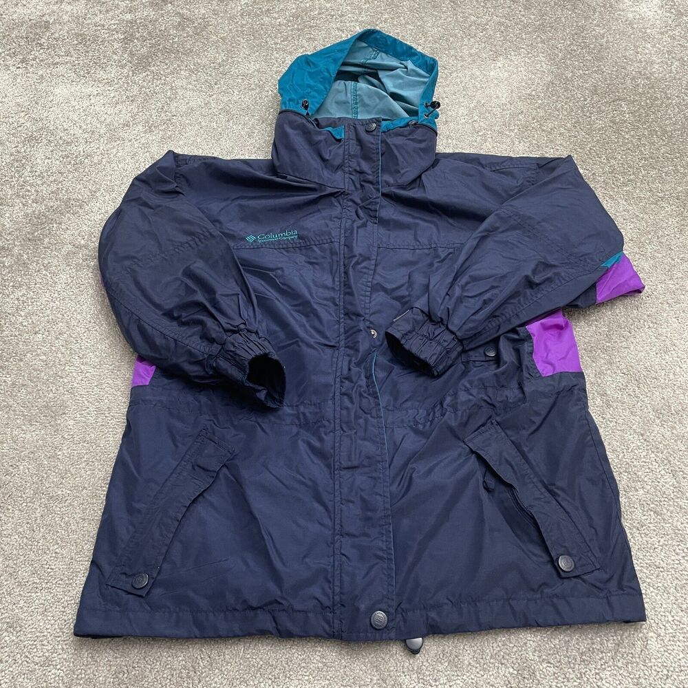 Columbia Y2K 90's Vintage Long's Peak Snow Windbreaker Jacket Womens Medium Blue
